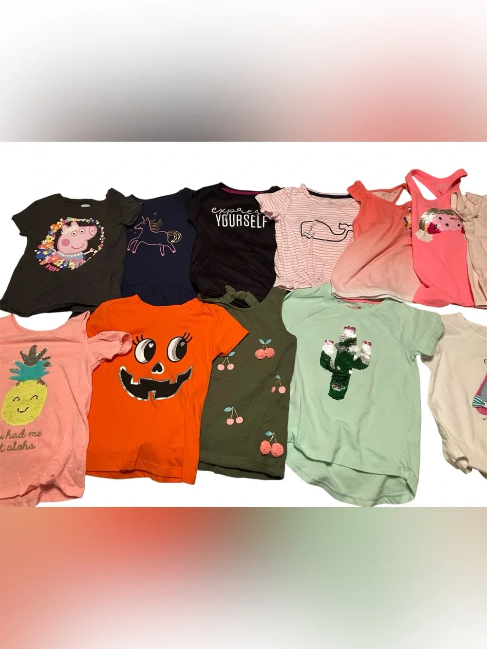 Lot Of 19 Toddler Girls Size 4-4T Dresses T Shirts Sweatshirt Tank Tops Jumpsuit